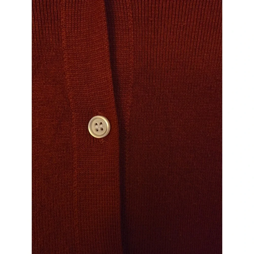 Free Assembly Ribbed Button Front Knit Top Rust Brown Collared Long Sleeve - Picture 9 of 12